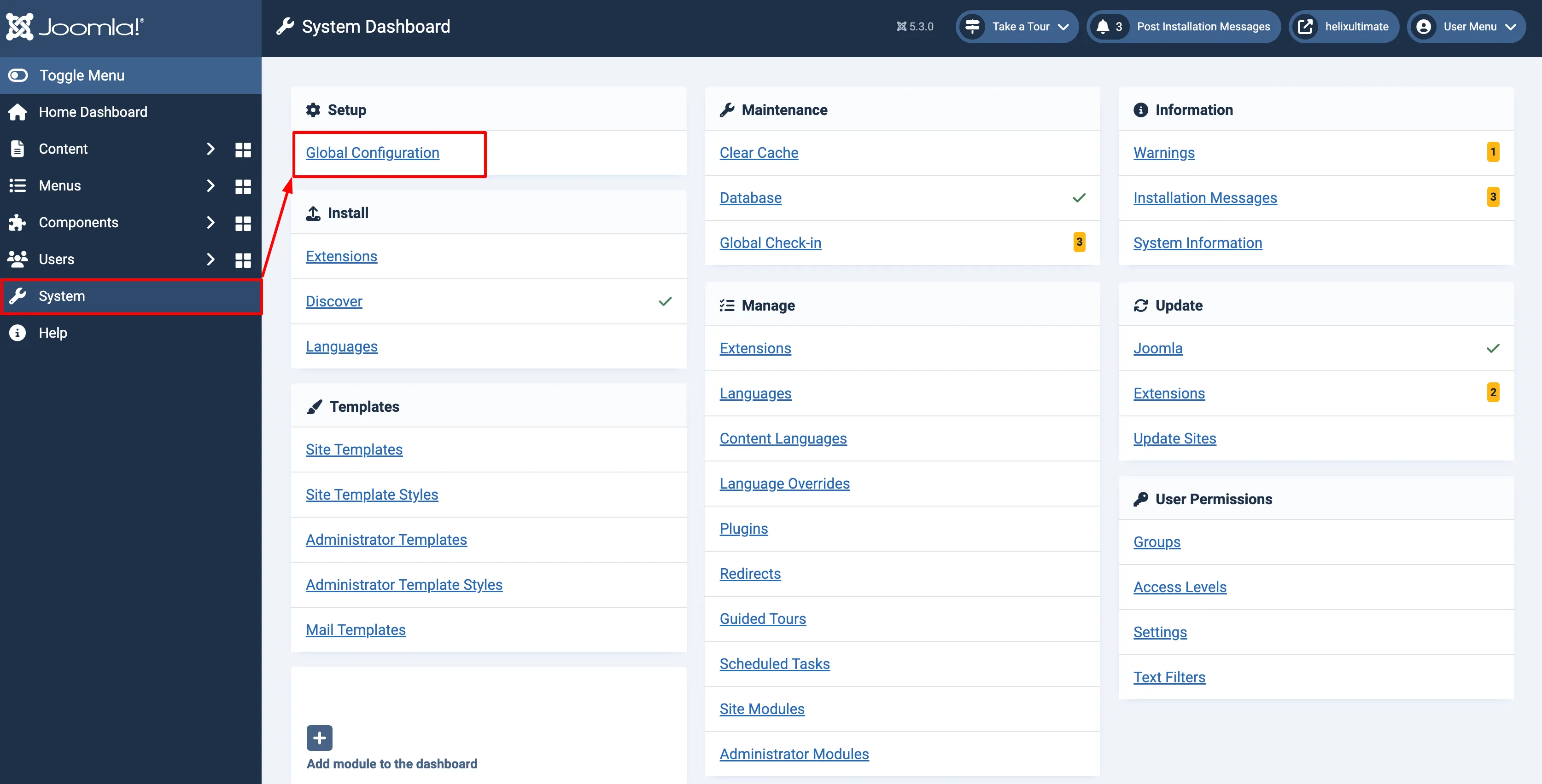 Joomla Admin Panel
